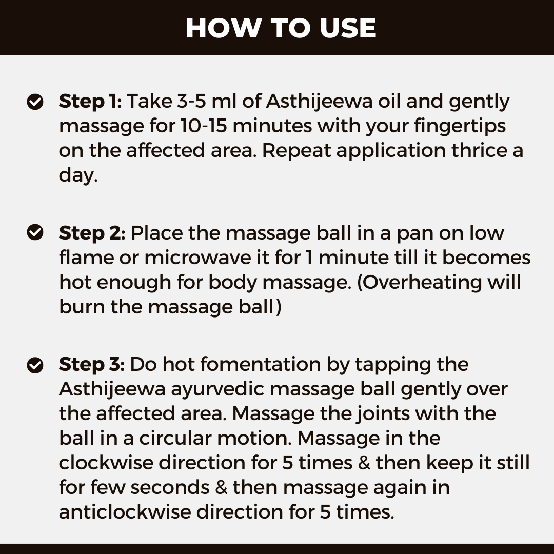 Asthijeewa Ayurvedic Massage Ball for Quick & Long Lasting Relief from Arthritis, Joint, Bone & Muscle Pain (Pack of 1)
